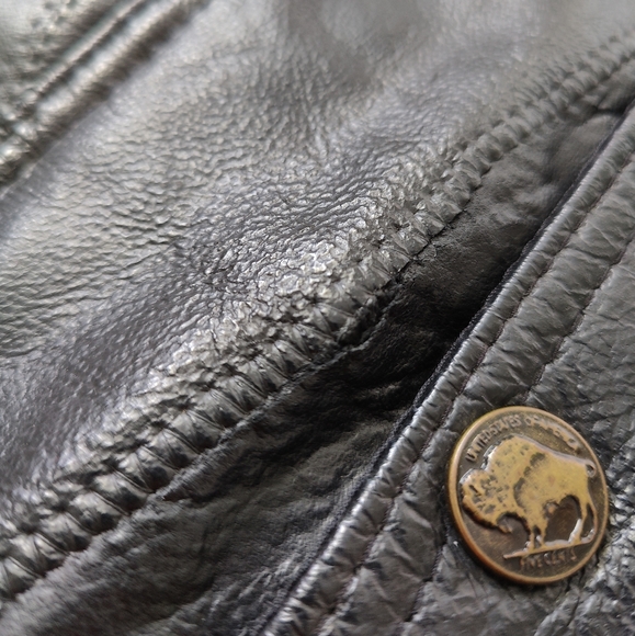 VINTAGE Buffalo Leather Biker Vest - Picture 7 of 13